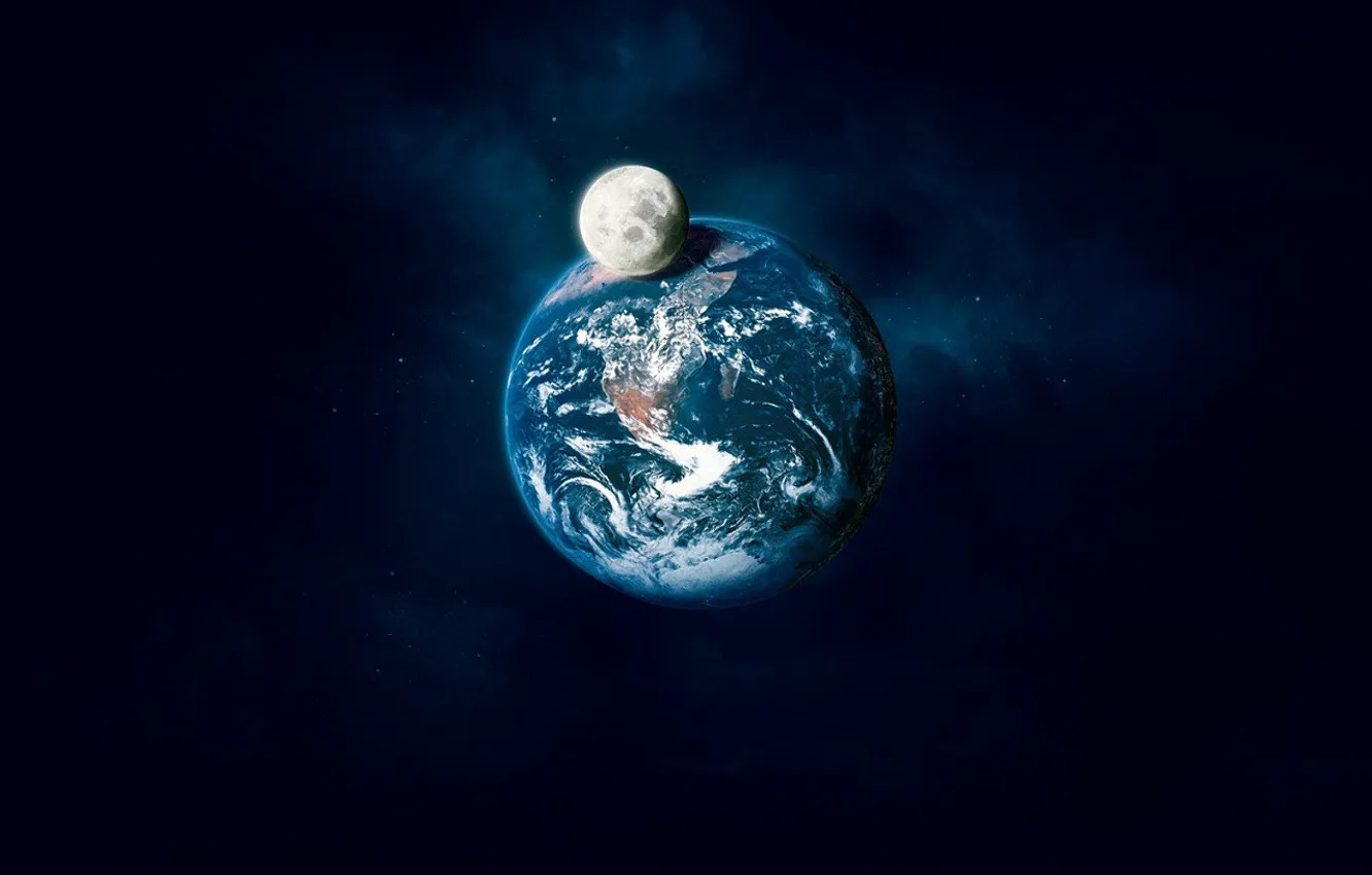 Photo wallpaper earth, the moon, shadow