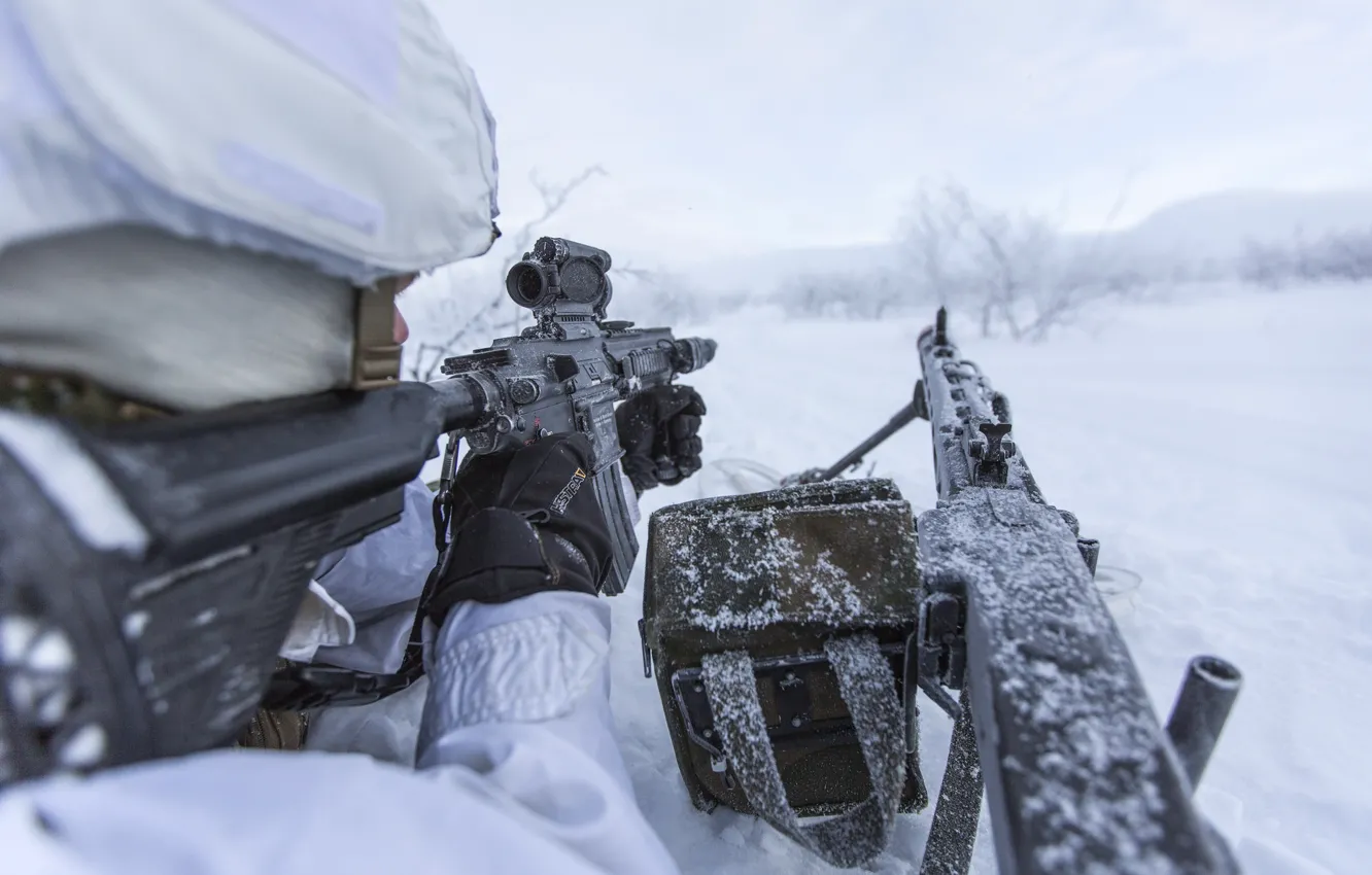 Photo wallpaper weapons, soldiers, NATO, Norwegian Army
