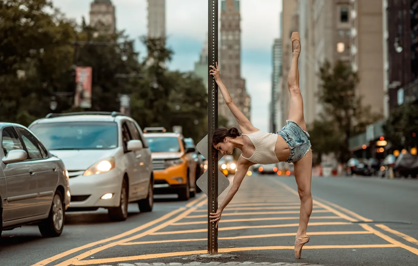 Photo wallpaper pose, feet, stretching, Camila