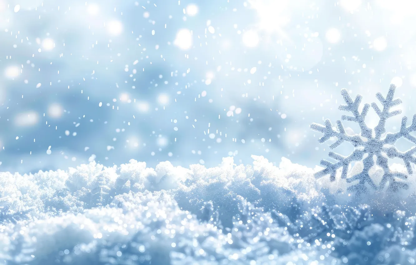 Photo wallpaper winter, light, snow, snowflakes, new year, texture, Christmas, the snow