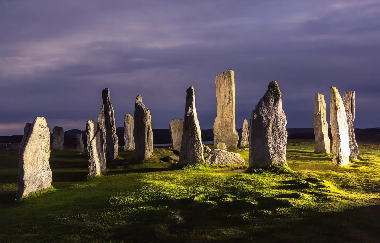 Photo wallpaper landscape, night, stones