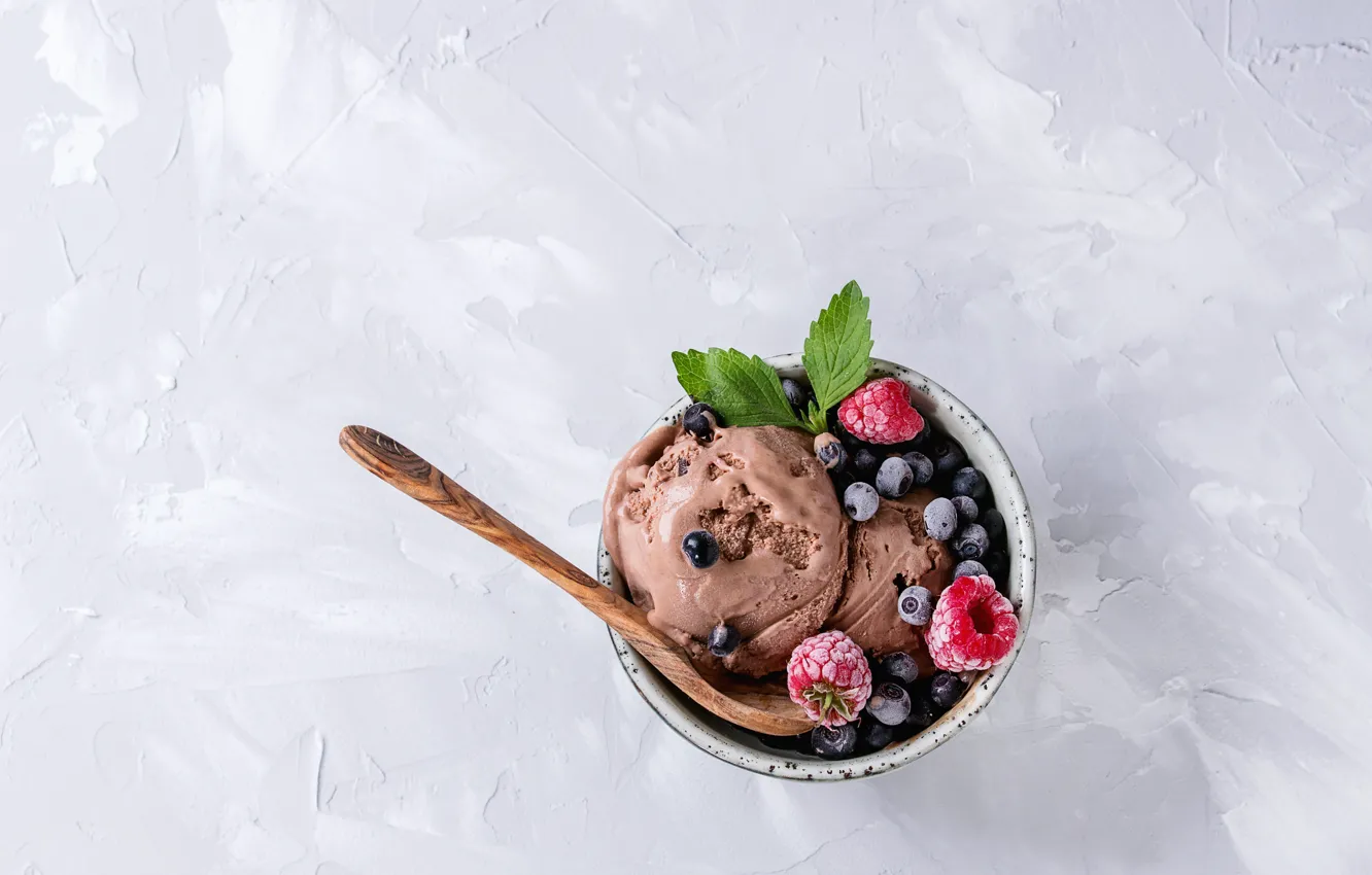Photo wallpaper berries, ice cream, chocolate, vanilla, Natasha Breen
