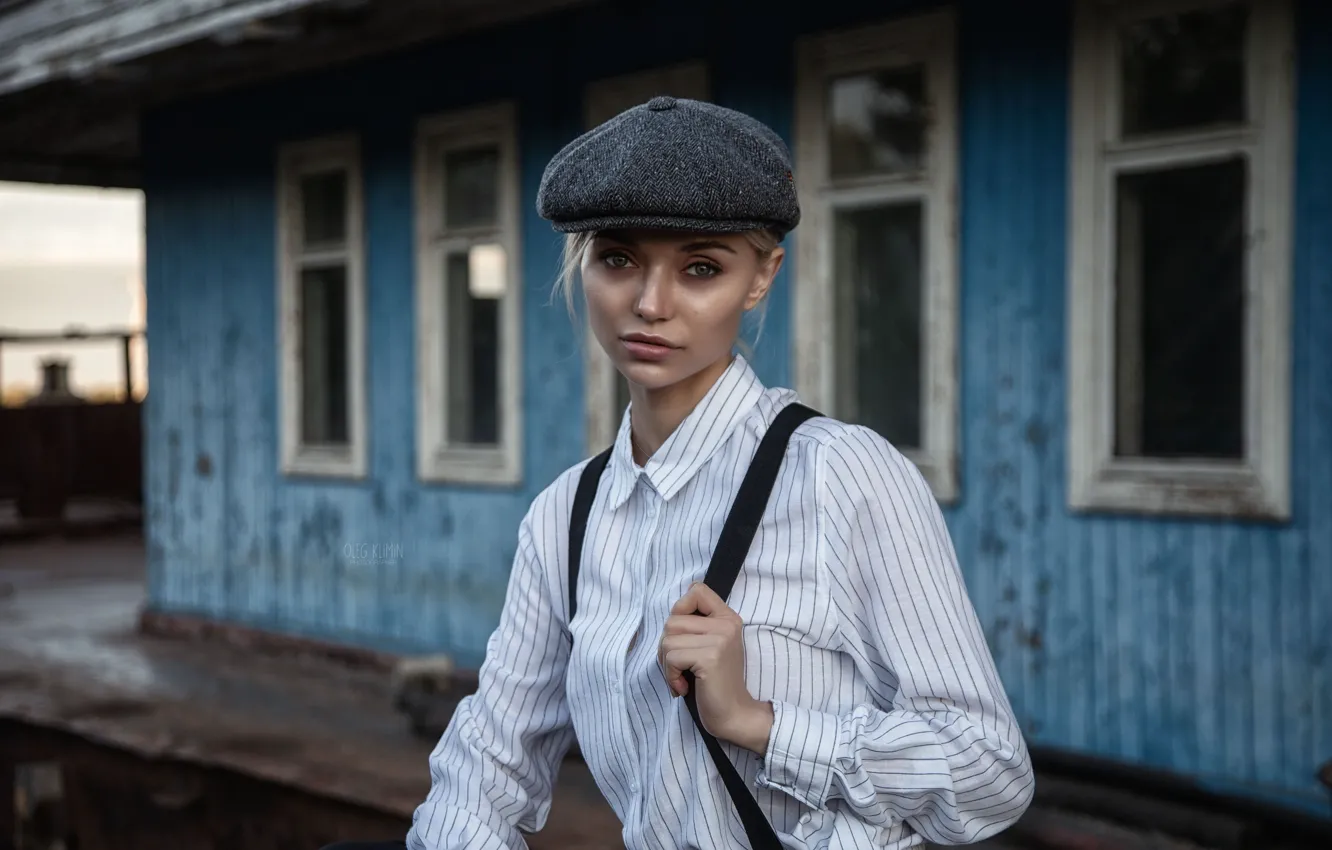 Photo wallpaper look, girl, face, cap, shirt, braces, Oleg Klimin, Nagovitsyna Ekaterina