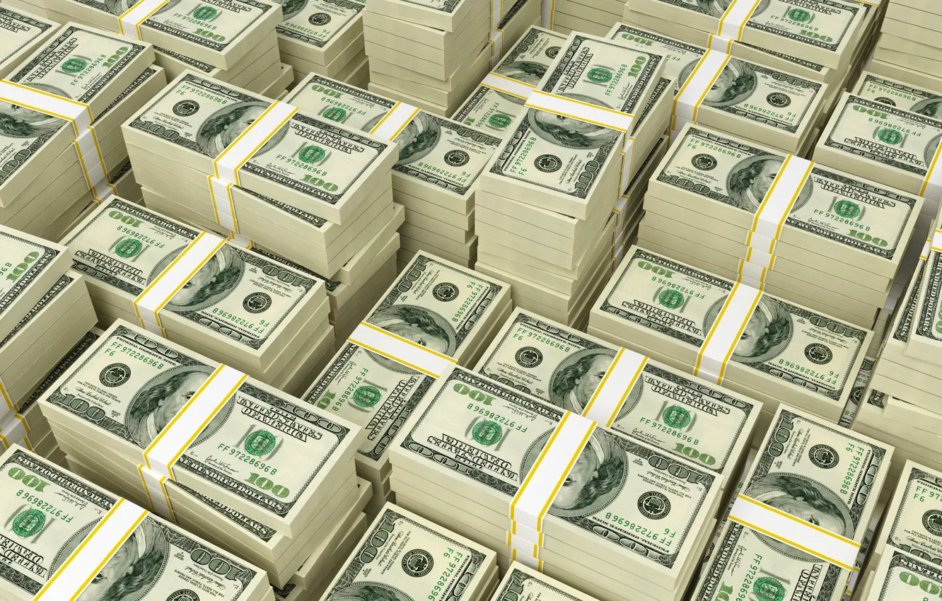 Photo wallpaper money, dollars, pack, bills, dollar, banknotes, currency, banknotes