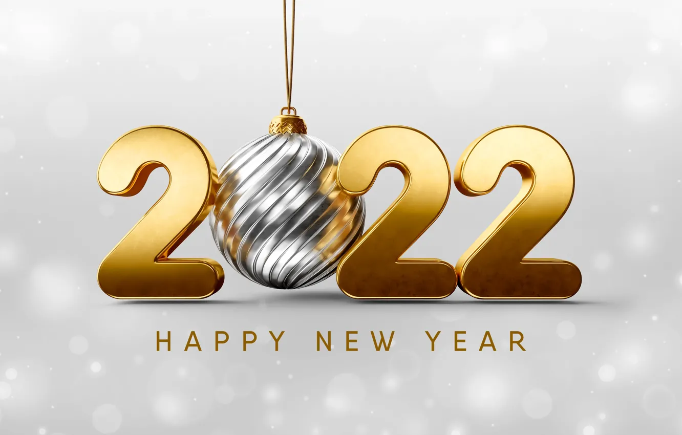 Photo wallpaper gold, ball, figures, New year, golden, new year, happy, ball