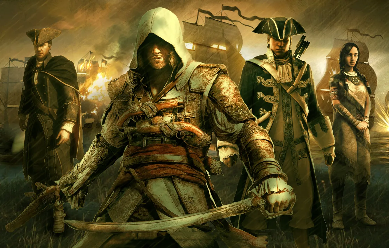 Photo wallpaper Connor Kenuey, Assasins Creed, Haythem Kenway, Gadzidzio, Edward Kenway