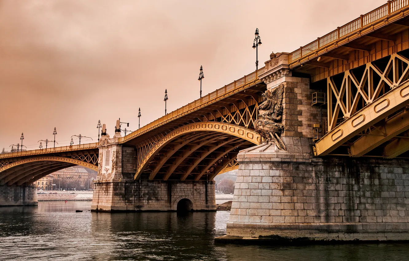 Photo wallpaper river, Hungary, Budapest, The Danube, Budapest, Margit Bridge, Margaret Bridge