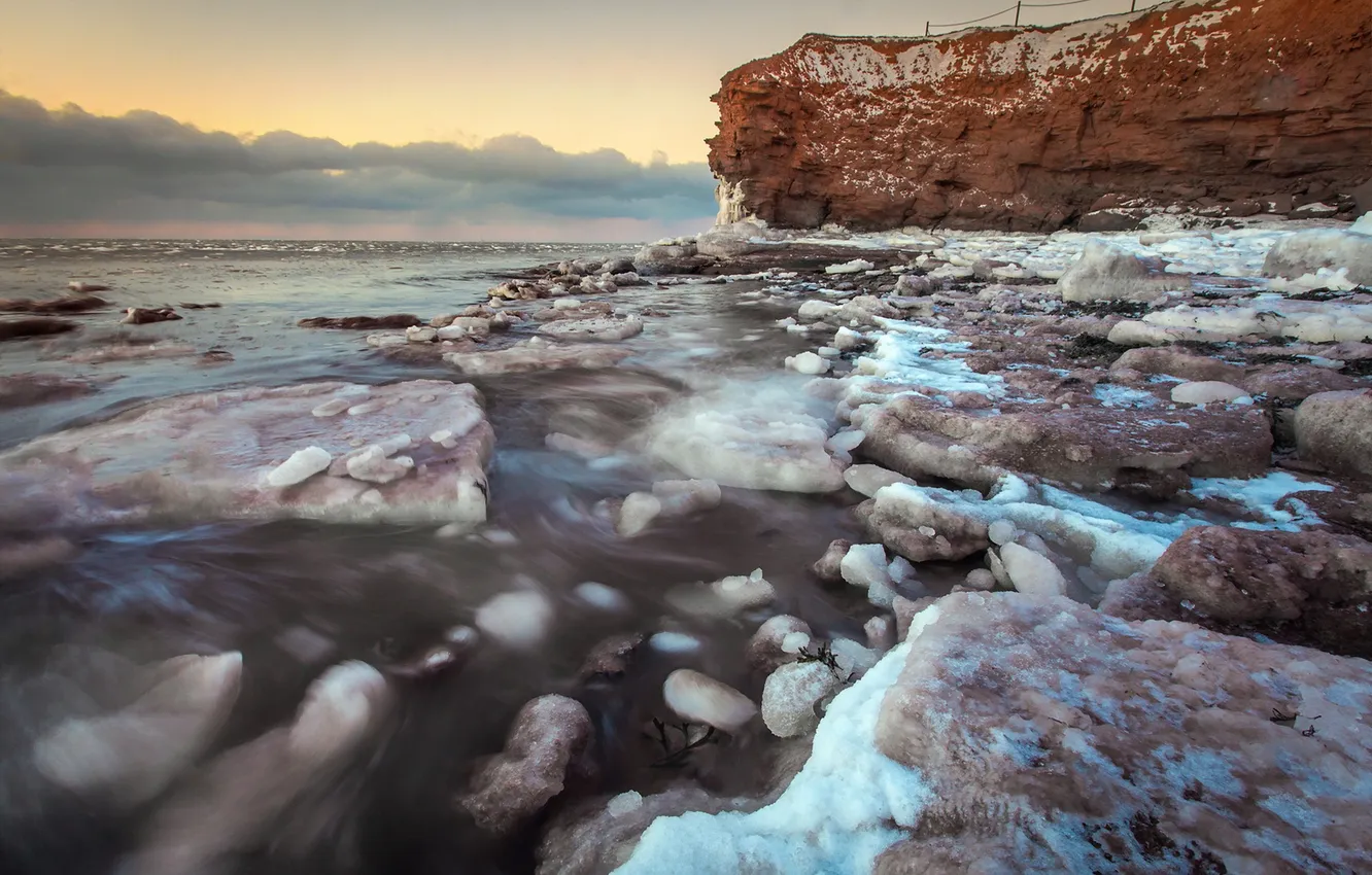 Photo wallpaper winter, sea, shore