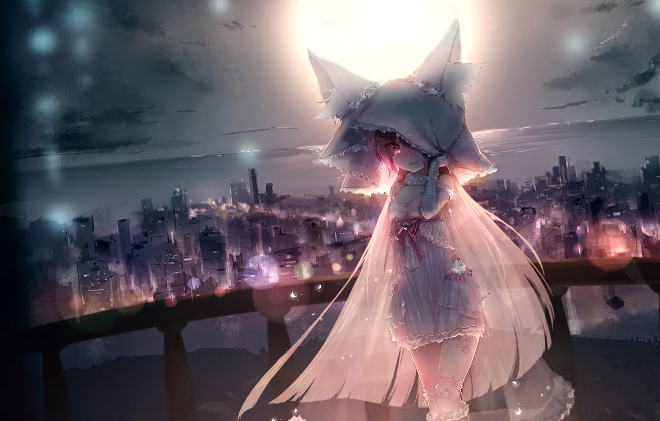 Photo wallpaper night, the city, negligee, girl