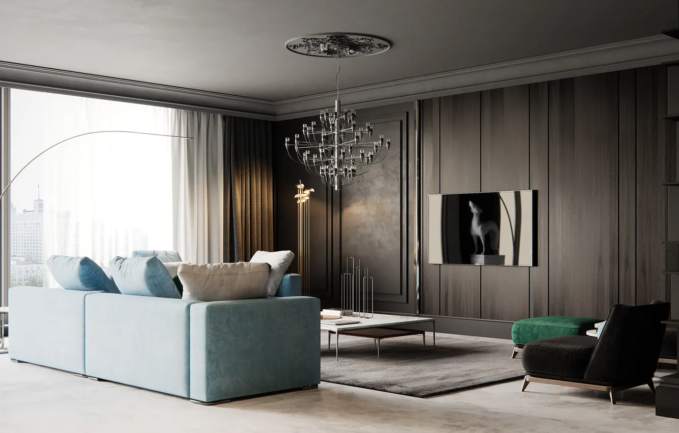 Photo wallpaper design, style, room, interior, living room, upholstered furniture