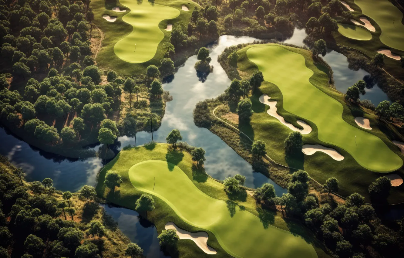 Photo wallpaper green, forest, river, trees, curves