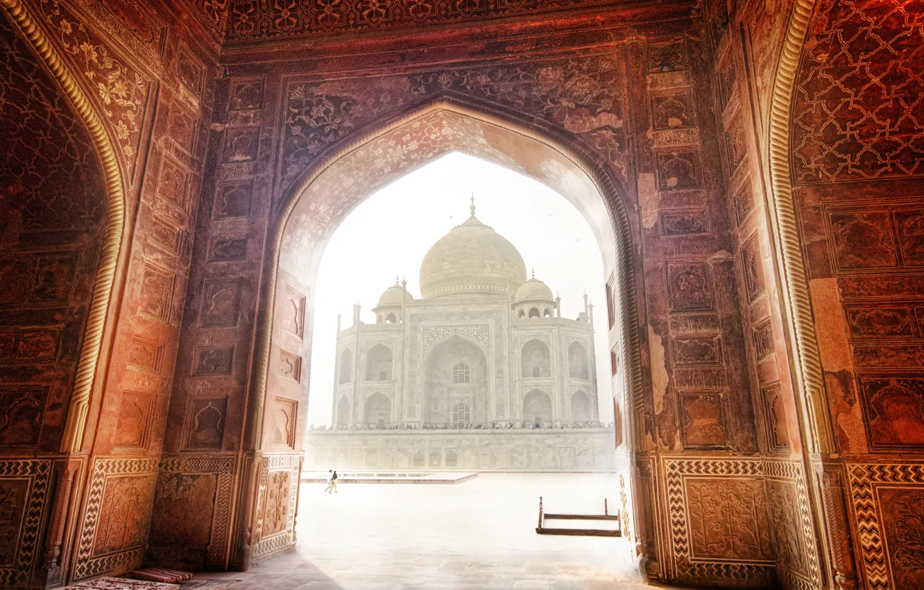 Photo wallpaper landscape, India, Taj Mahal, mosque