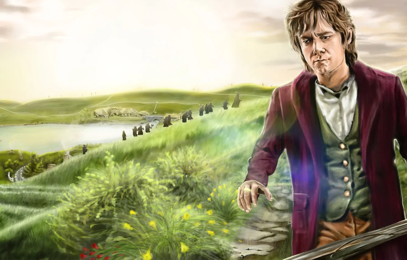 Photo wallpaper greens, hills, sword, the Lord of the rings, art, The Lord of the Rings, Shir, …