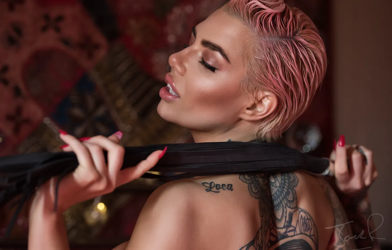 Photo wallpaper girl, background, tattoo