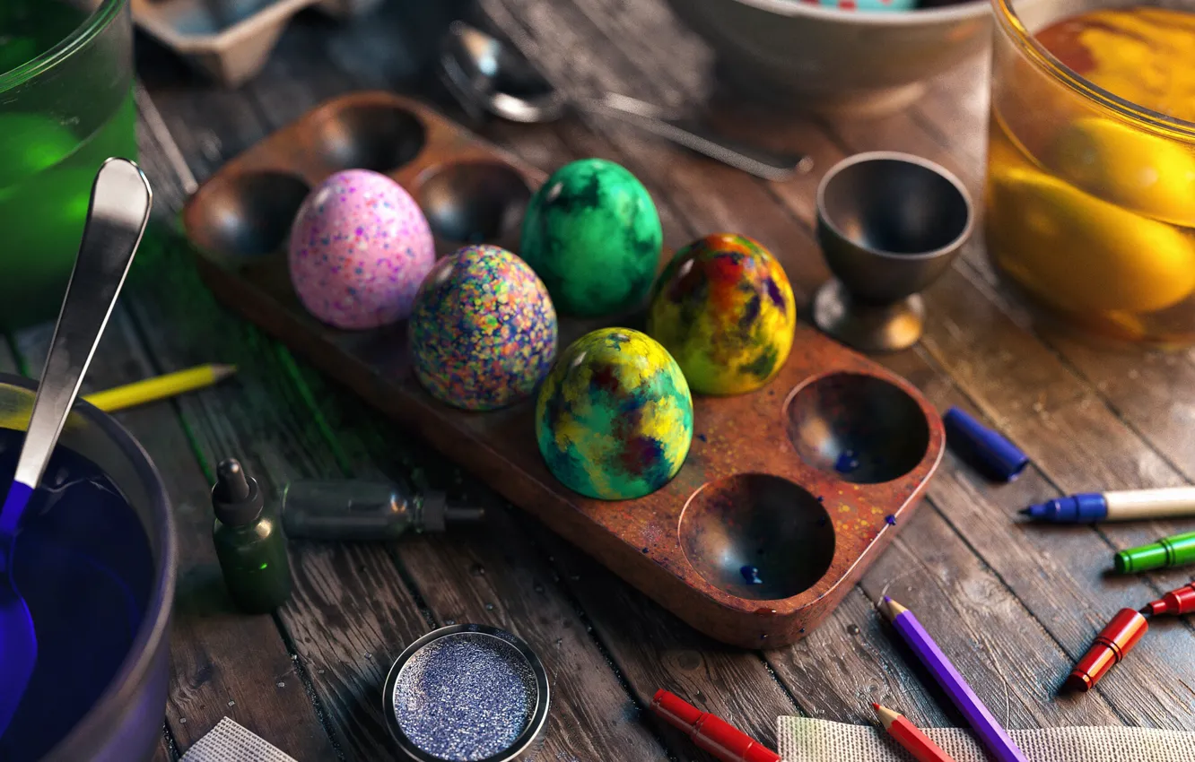 Photo wallpaper paint, eggs, interior, Easter