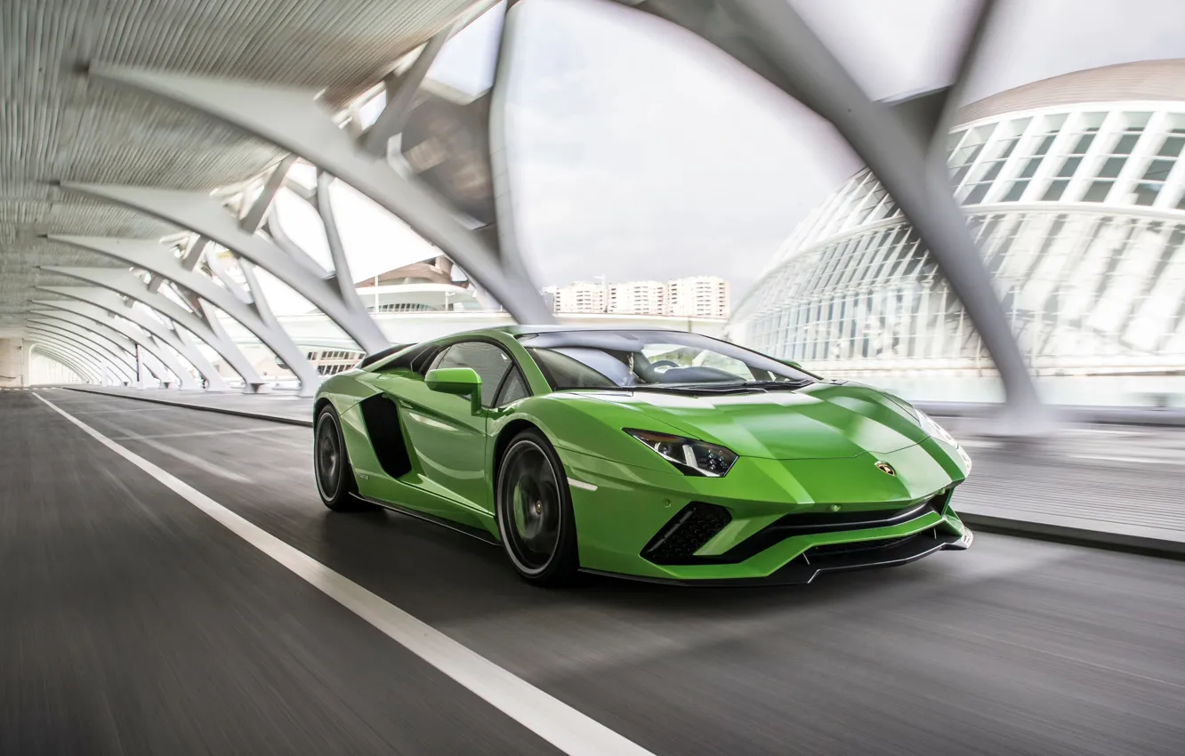 Photo wallpaper green, speed, Lamborghini, 2017, Aventador S