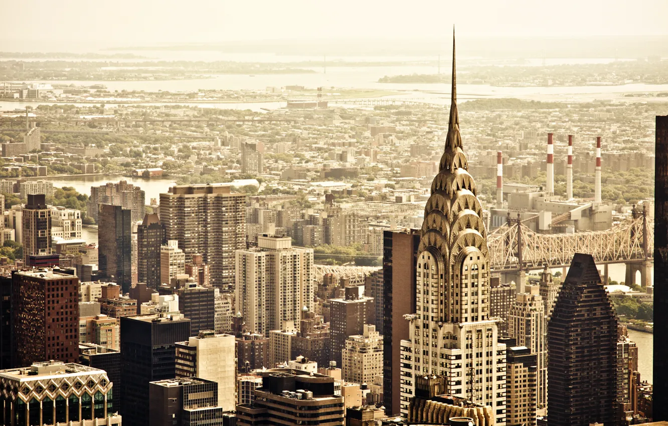 Photo wallpaper the city, view, building, home, New York, skyscrapers, roof, panorama