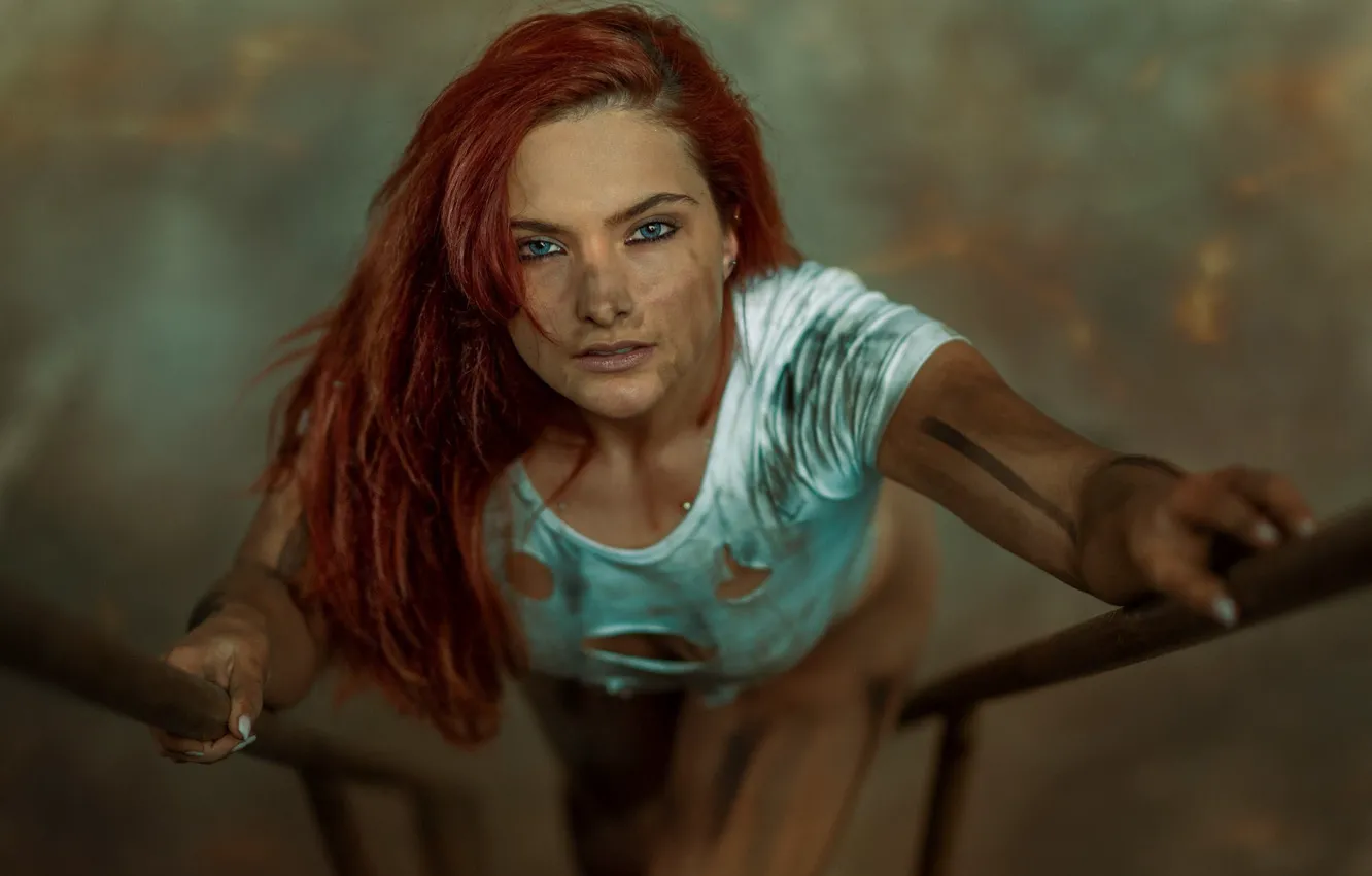 Photo wallpaper look, girl, face, hair, Mara Jade, grimy, PixelFun, Berthold Zumbrink