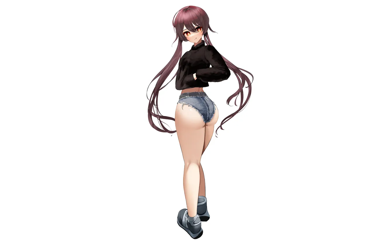 Photo wallpaper girl, sexy, ass, shorts, long hair, legs, sexy girl, anime