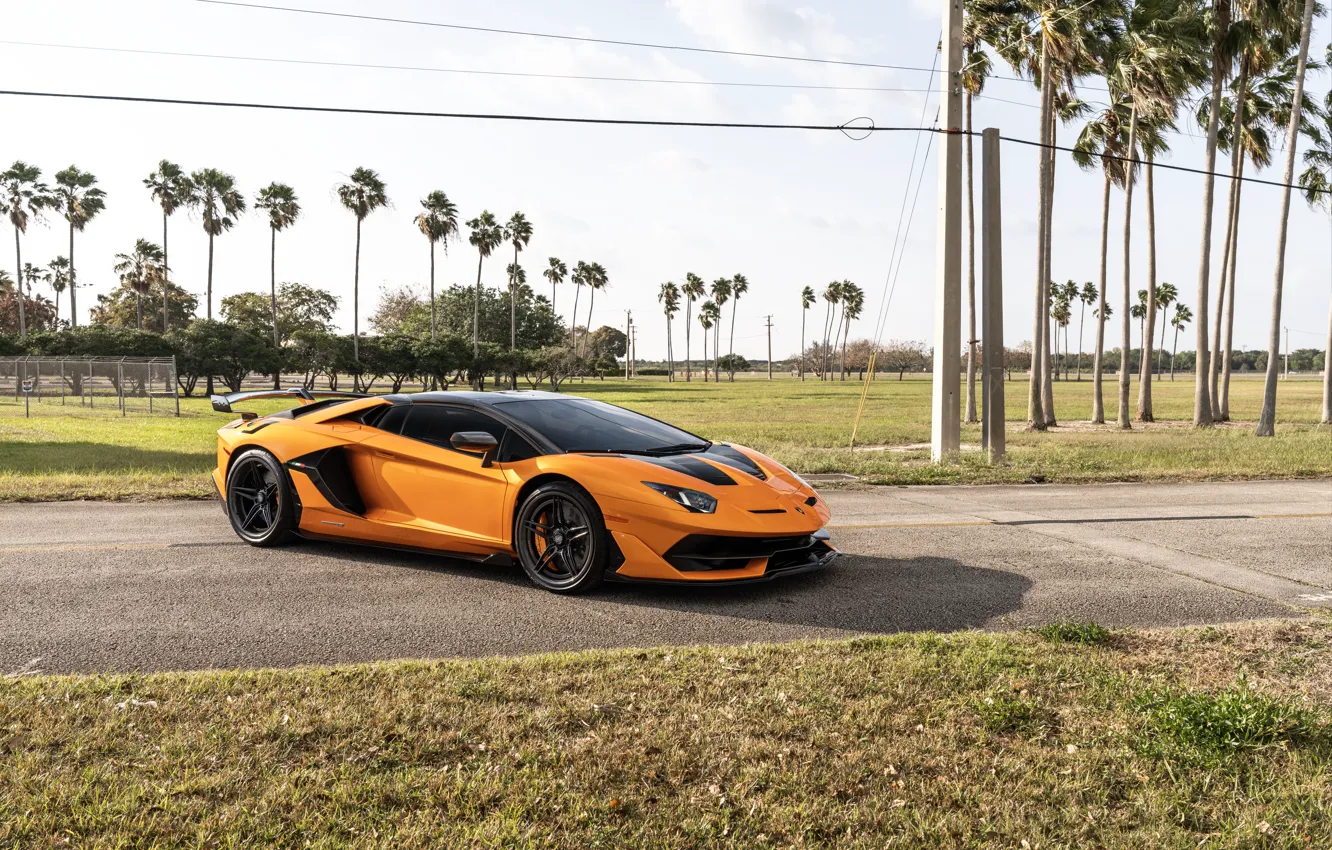 Photo wallpaper Orange, Black, Aventador, SVJ Roarster