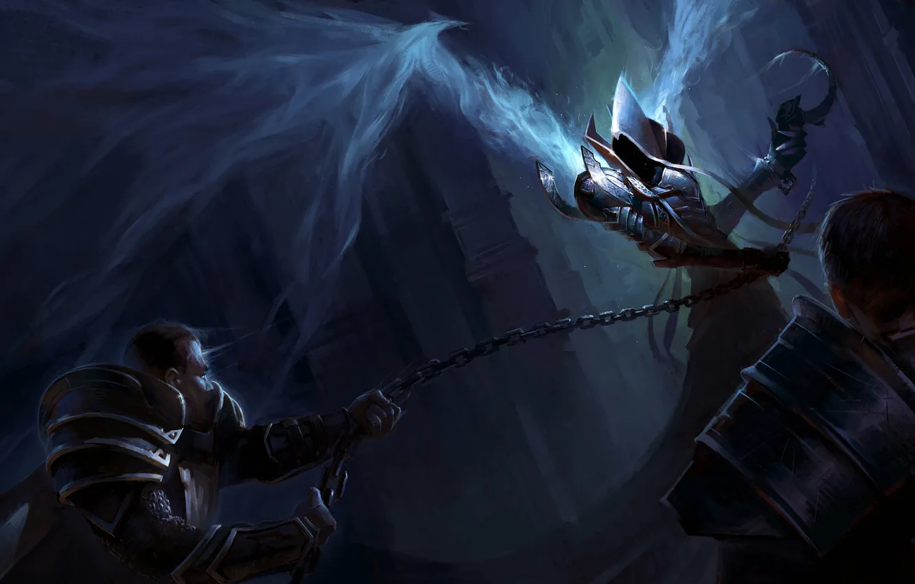 Photo wallpaper wings, art, chain, battle, Diablo III, Reaper, Reaper of Souls, Malthael