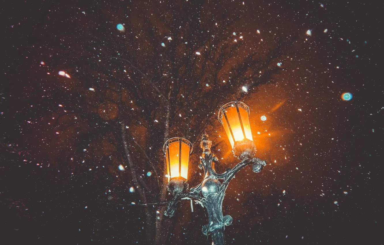 Photo wallpaper lantern, Russia, January, Saratov