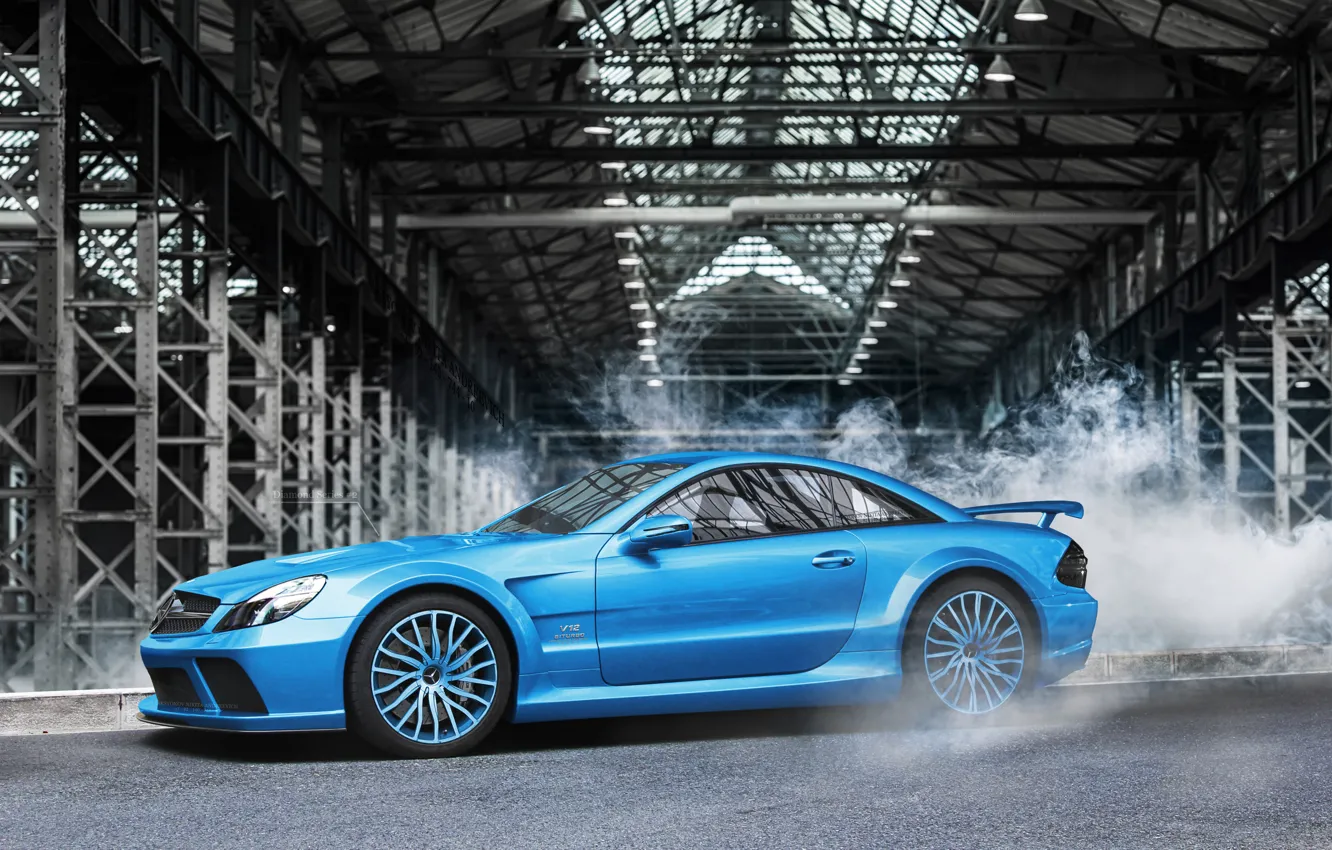 Photo wallpaper blue, Mercedes-Benz, AMG, blue, Mercedes Benz, SL-class, profile, Aksyonov Nikita Andreevich
