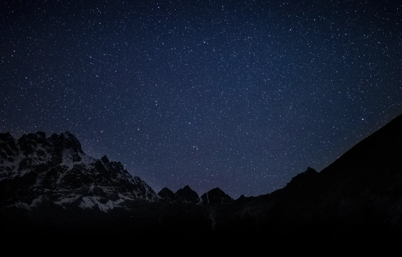 Photo wallpaper the sky, mountains, night, nature, rocks, stars, The Himalayas, Nepal