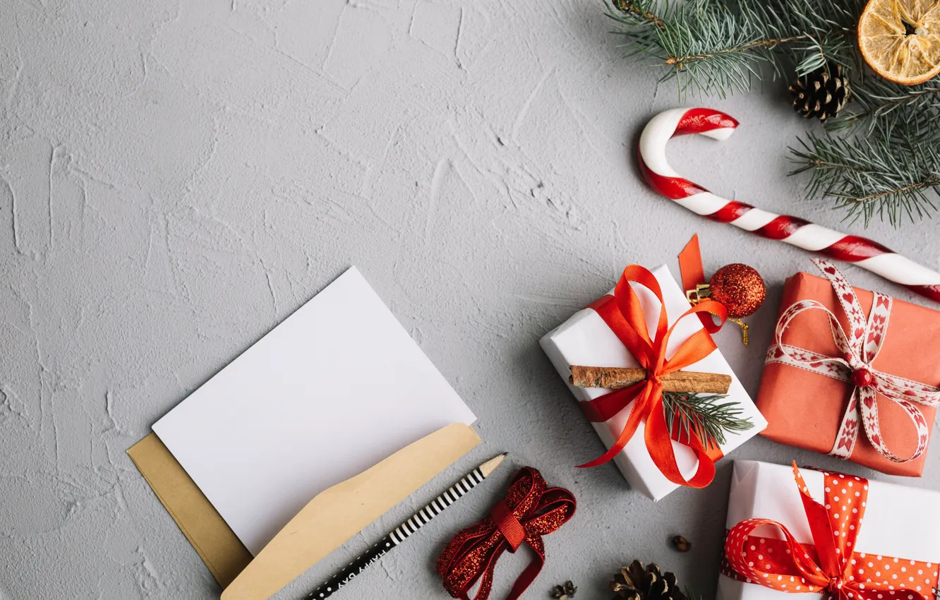 Photo wallpaper holiday, gift, new year, the envelope, caramel