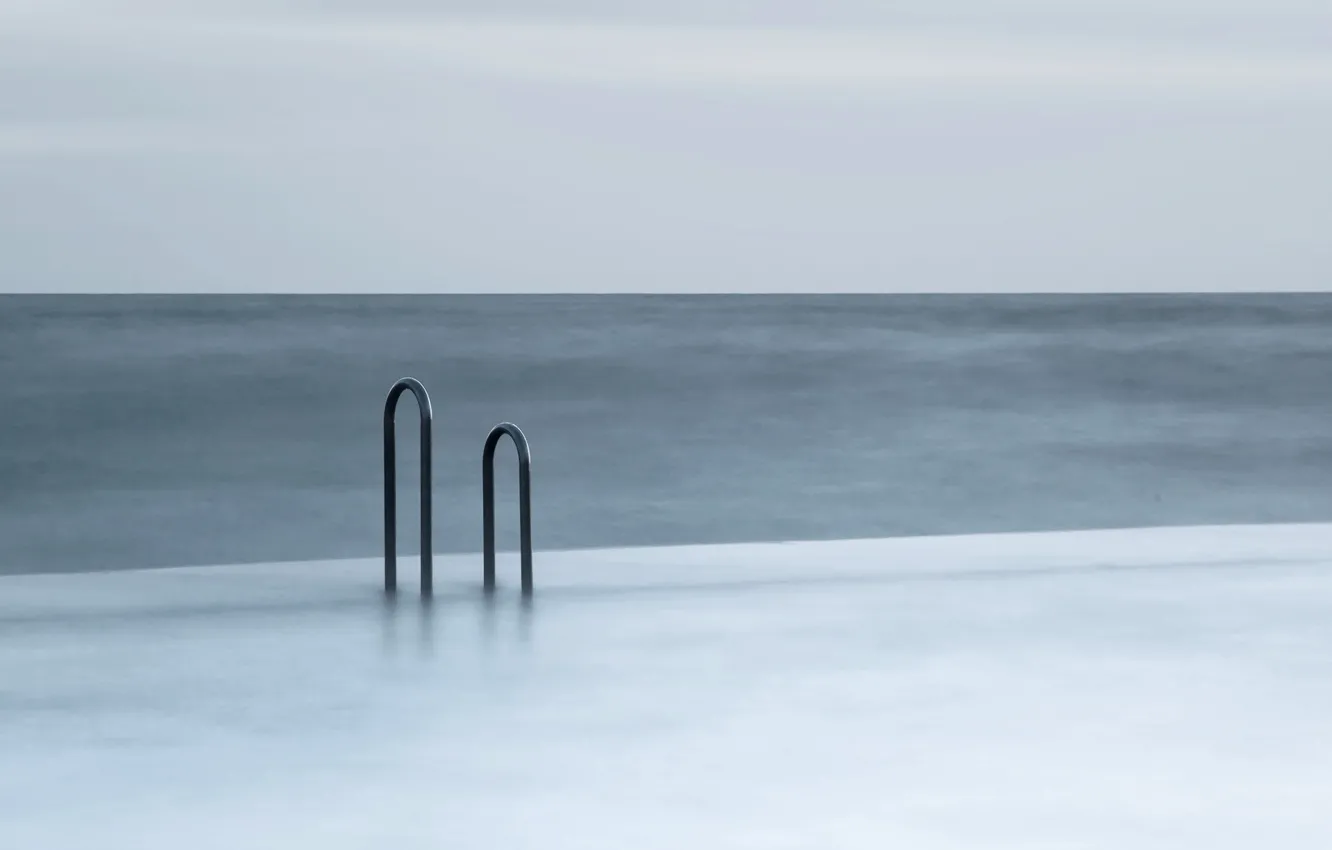 Photo wallpaper water, minimalism, railings