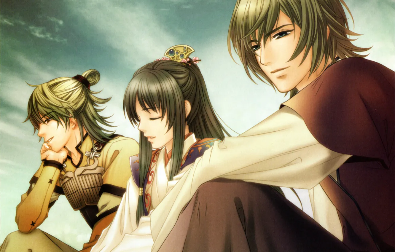 Photo wallpaper the sky, each, hairstyle, costume, three, art, visual novel, ichinohime