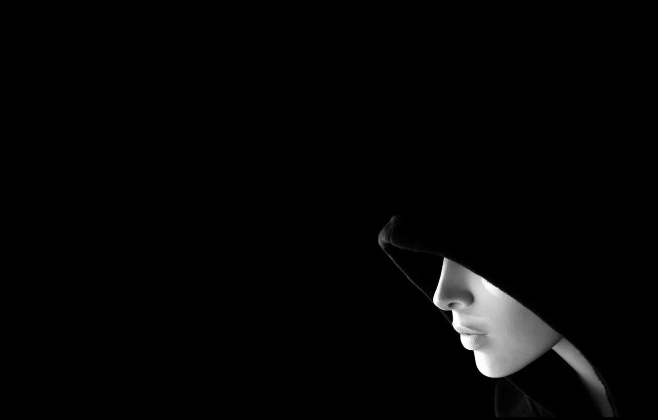 Photo wallpaper girl, darkness, hood