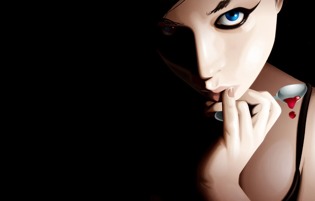 Photo wallpaper girl, makeup, spoon