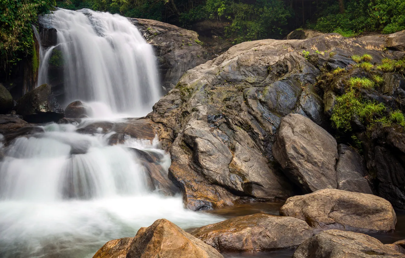 Photo wallpaper river, stones, rocks, waterfall, stream