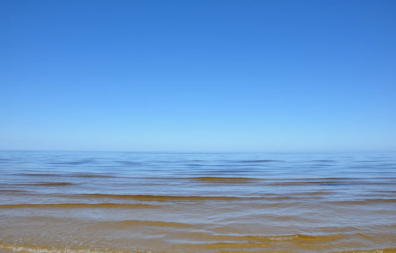 Photo wallpaper sea, wave, the sky, water, horizon, sea, water, Latvia