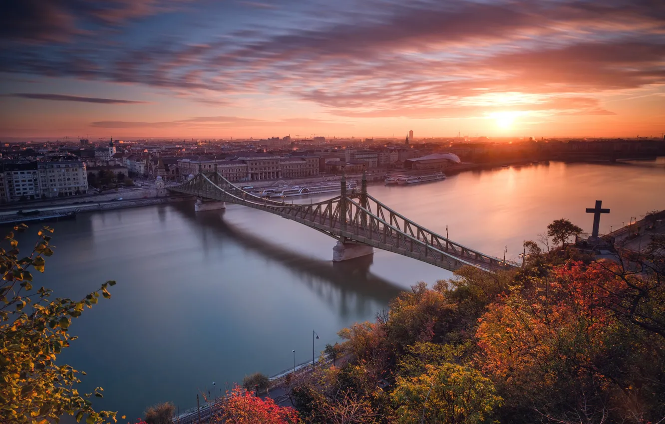 Photo wallpaper sunset, Hungary, Budapest
