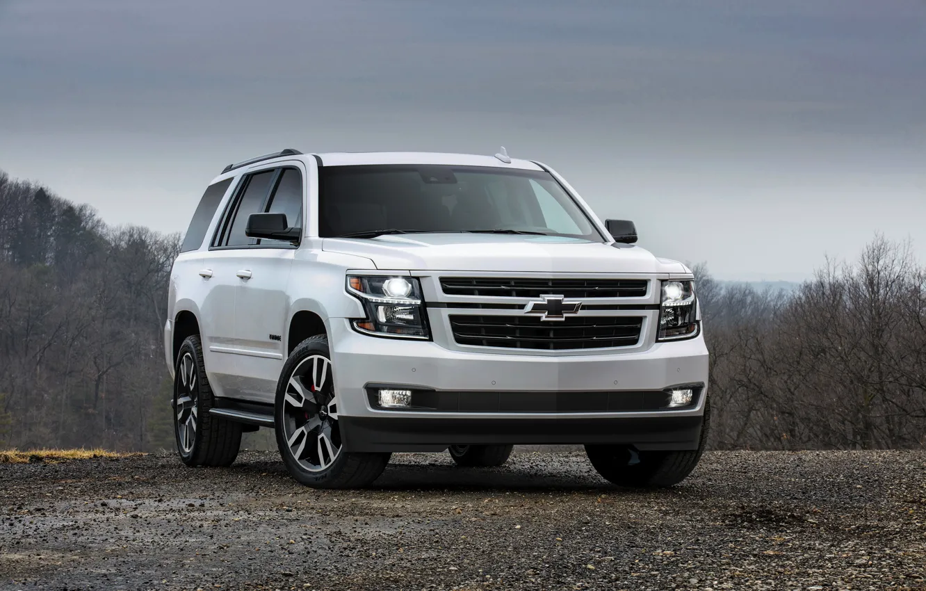 Photo wallpaper white, the sky, Chevrolet, 2018, SUV, Tahoe