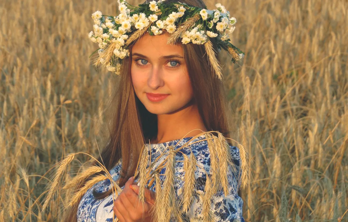 Photo wallpaper girl, beauty, blue eyes, Russian