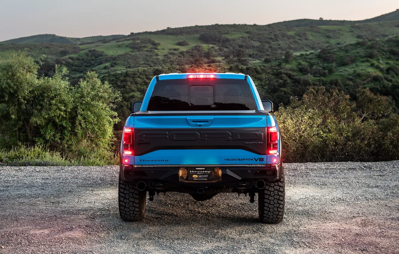 Photo wallpaper lights, Ford, rear view, Raptor, pickup, F-150, Hennessey, 2019