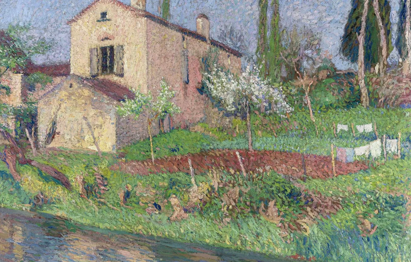 Photo wallpaper landscape, picture, Henri-Jean Guillaume Martin, Henri Matrin, The House of Marie-Louise in Spring