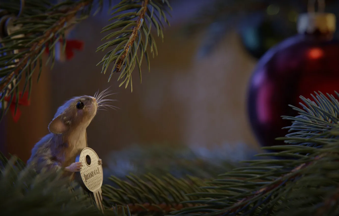 Photo wallpaper tree, mouse, key, New year