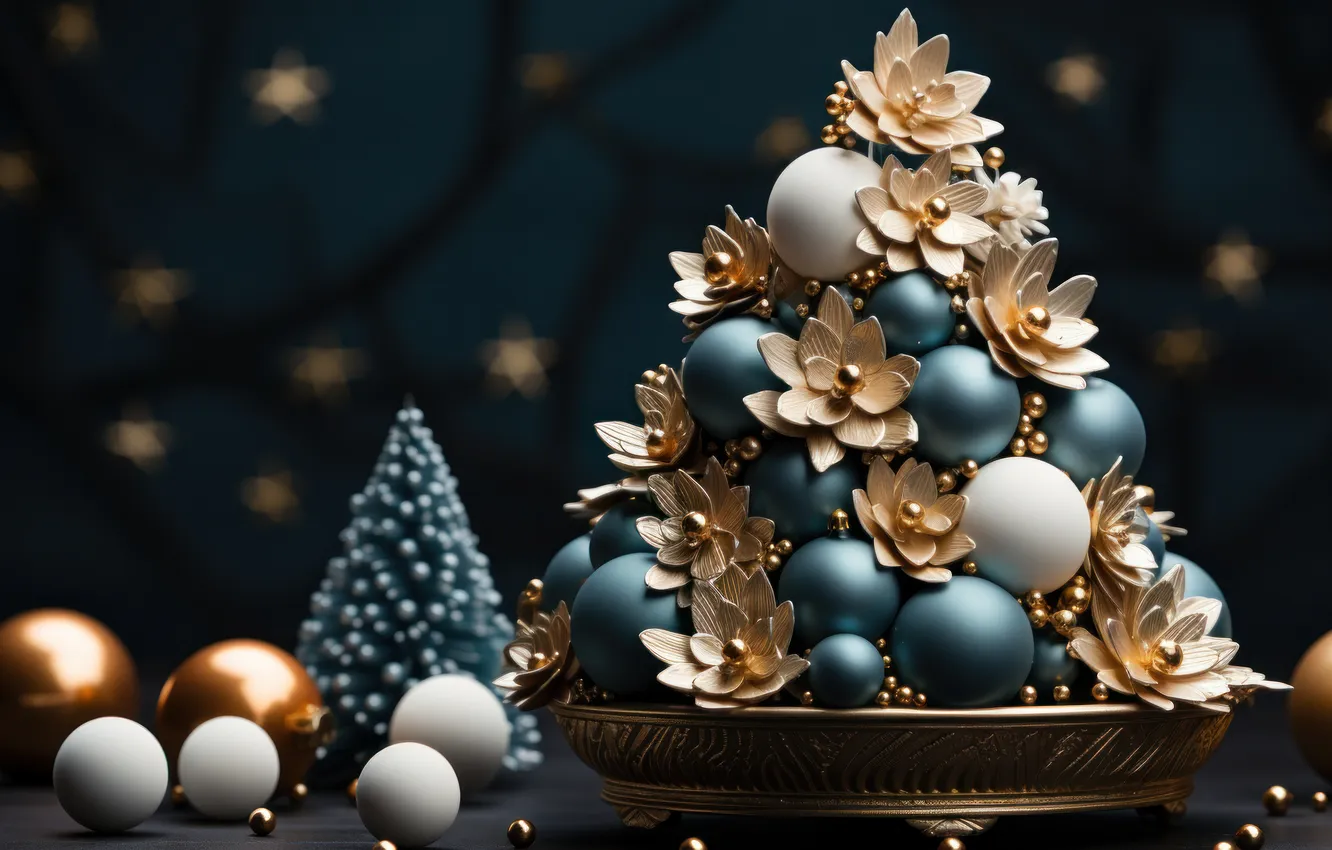 Photo wallpaper decoration, gift, tree, new year, Christmas, Christmas, tree, luxury