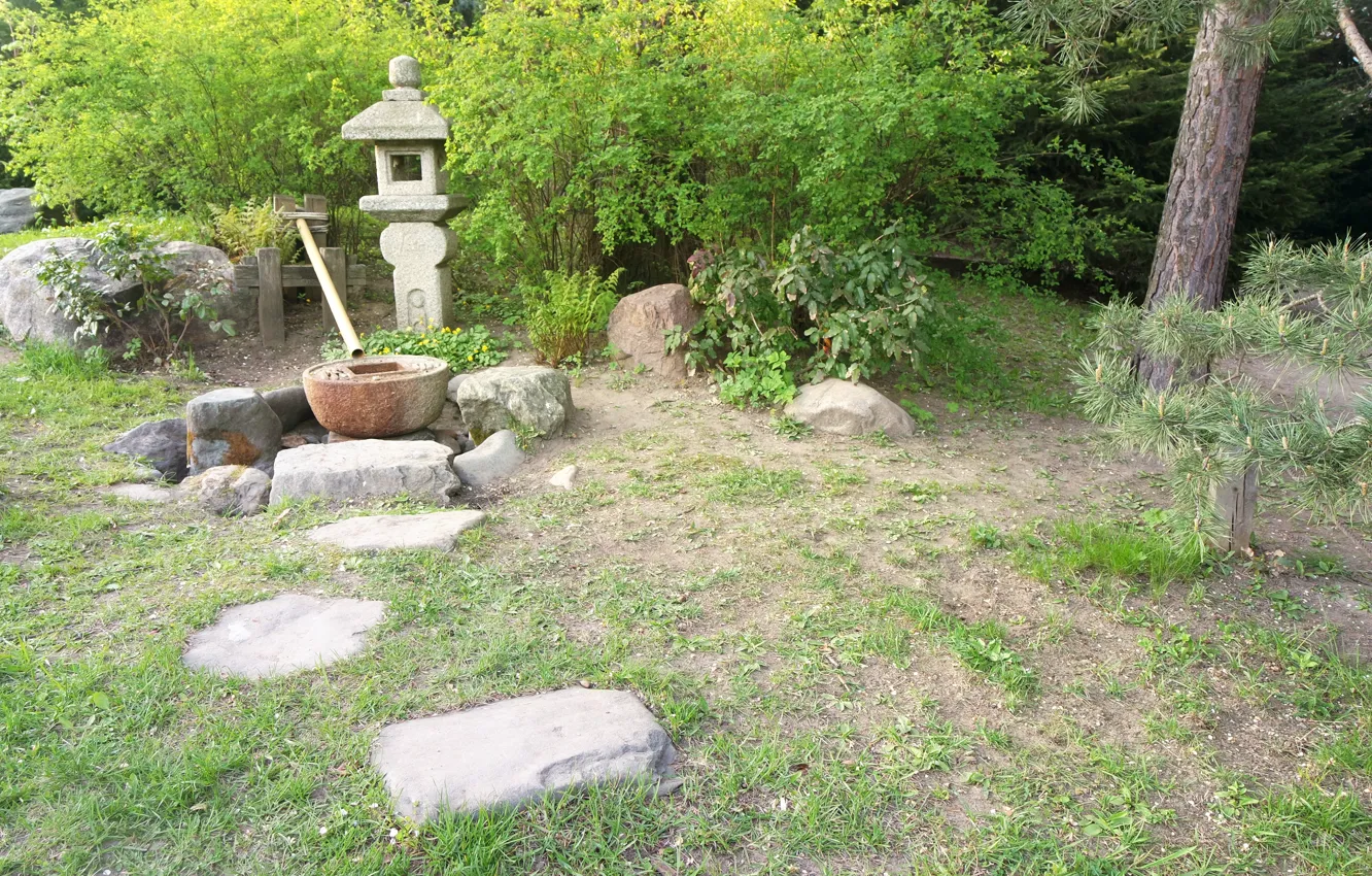 Photo wallpaper stones, garden, East, Japanese style