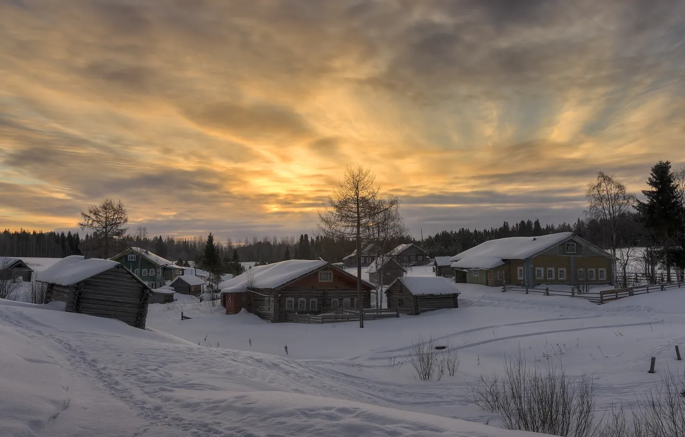Photo wallpaper village, Arkhangelsk oblast, Kimzha