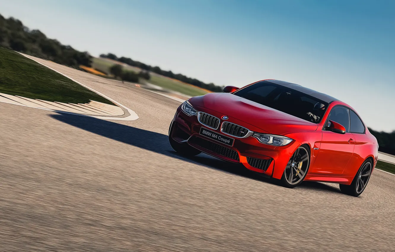 Photo wallpaper Red, BMW, Turn, Skid, Red, Coupe, F82, Gran Turismo 6