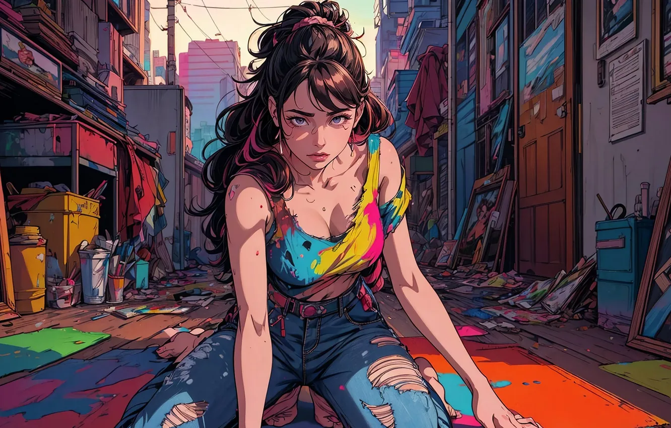 Photo wallpaper garbage, street, slums