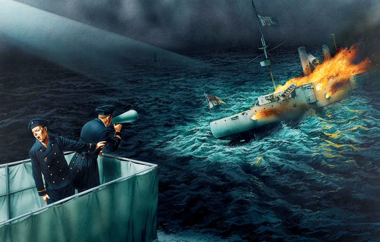 Photo wallpaper fire, flame, smoke, figure, art, sailor, Chile, officer