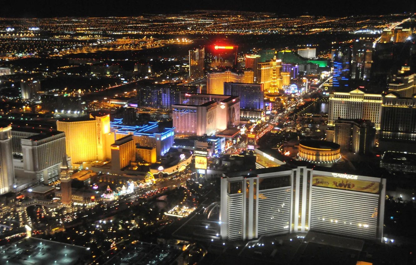 Photo wallpaper landscape, the city, night, Las Vegas.