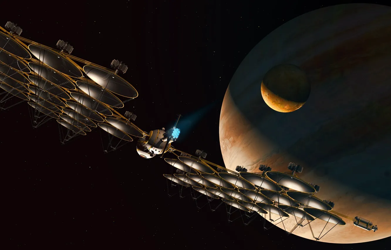 Photo wallpaper planets, cosmic butterfly, Spacestation