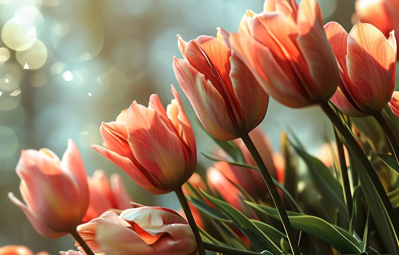 Photo wallpaper flowers, holiday, bouquet, tulips, universal holiday background